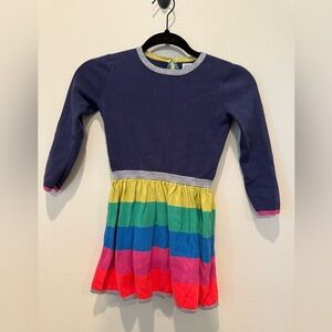 Mini Boden Blue Dress with Rainbow Skirt
